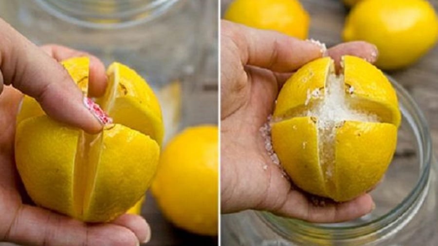 Lemon with salt dispels negative energy