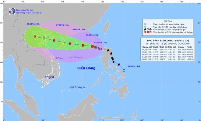 Cơn bão số 3: Mạnh lên rất nhanh, tiếp tục tăng cấp 24 giờ tới