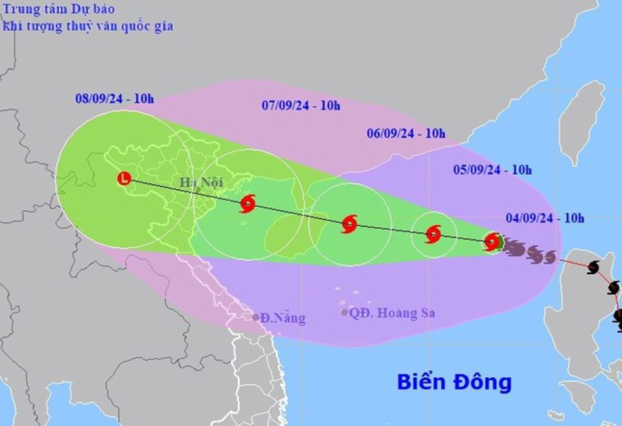 Dự báo vị trí và đường đi của Bão số 3 (YAGI)