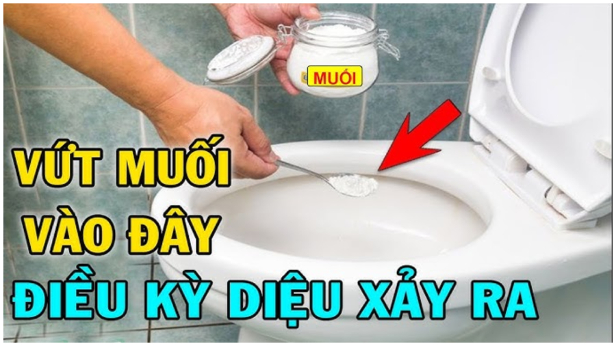 Thả muối xuống bồn cầu