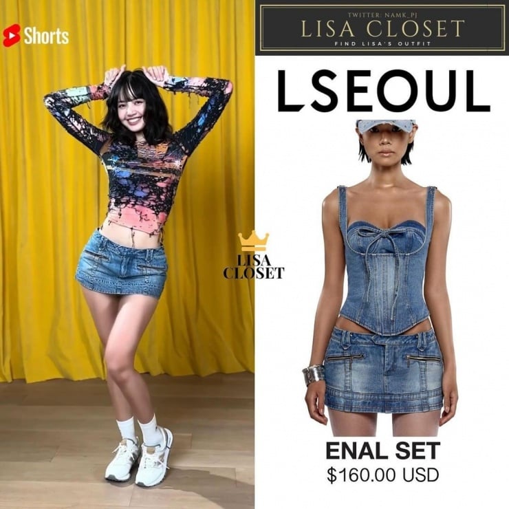 Trước đó, Lisa BLACKPINK cũng từng mặc một chiếc chân váy denim quảng bá New Woman, có giá 2,2 triệu đồng.     