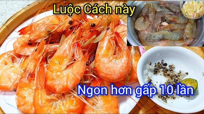 Thành phẩm tôm luộc thơm phức, lên màu đỏ bắt mắt