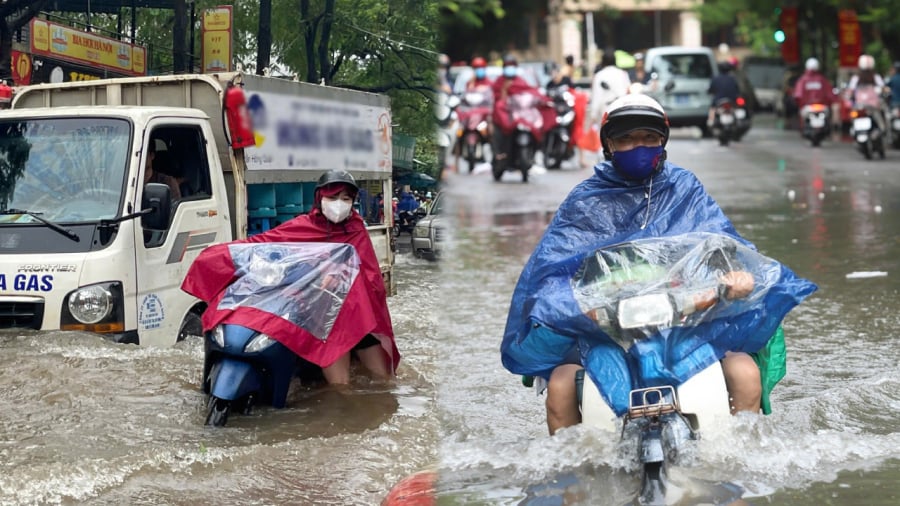 Khi xe chết máy do ngập nước, người dân tuyệt đối không nên cố gắng đề, đạp nổ khiến nước tràn vào động cơ nhiều hơn, gây hư hỏng nghiêm trọng hơn.