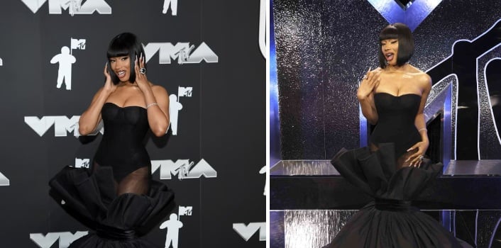 Rapper Megan The Stallion là người đã kết hợp được cả 2 trend này vào cùng 1 outfit.