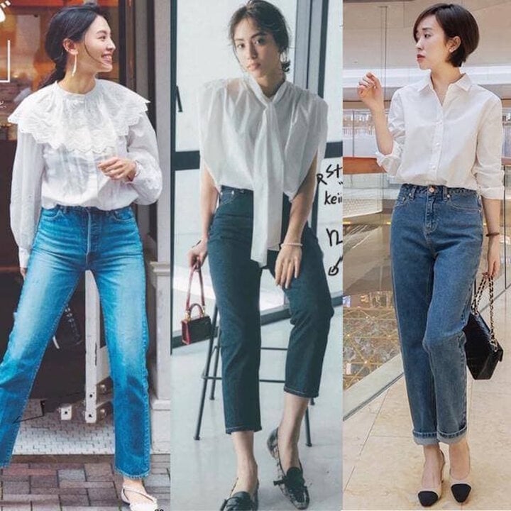  Ở tuổi này, các chị εm nên ưu tiên quần jeans trơn, thiḗt ⱪḗ ṓng ᵭứng hoặc ṓng suȏng.