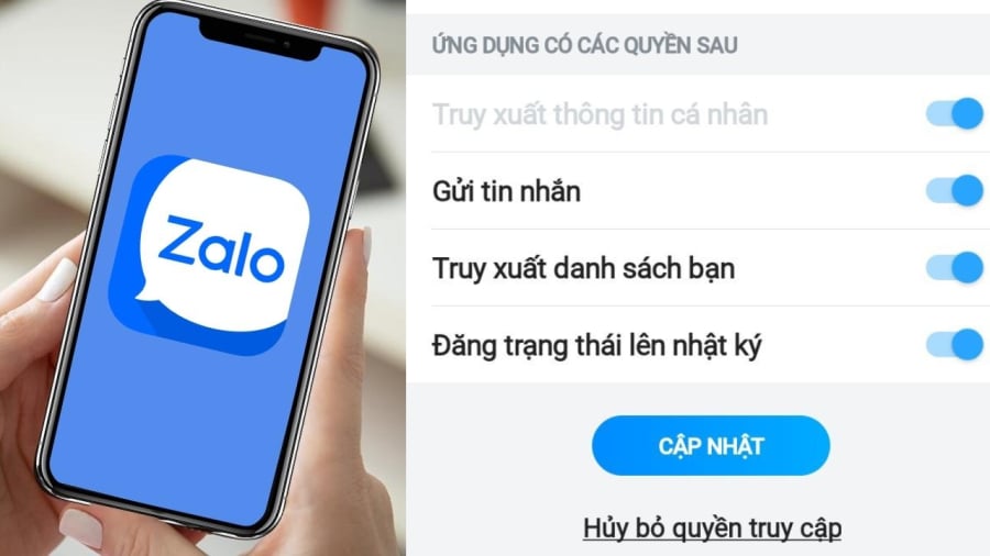 Zalo cho phép các ứng dụng khác có 4 quyền truy cập tài khoản của người dùng. Bạn có thể tự điều chỉnh lại các quyền này.