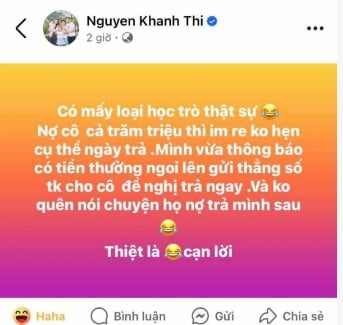 Khánh Thi khiến dân tình xôn xao khi đăng đàn tố một học trò nợ cả trăm triệu không trả