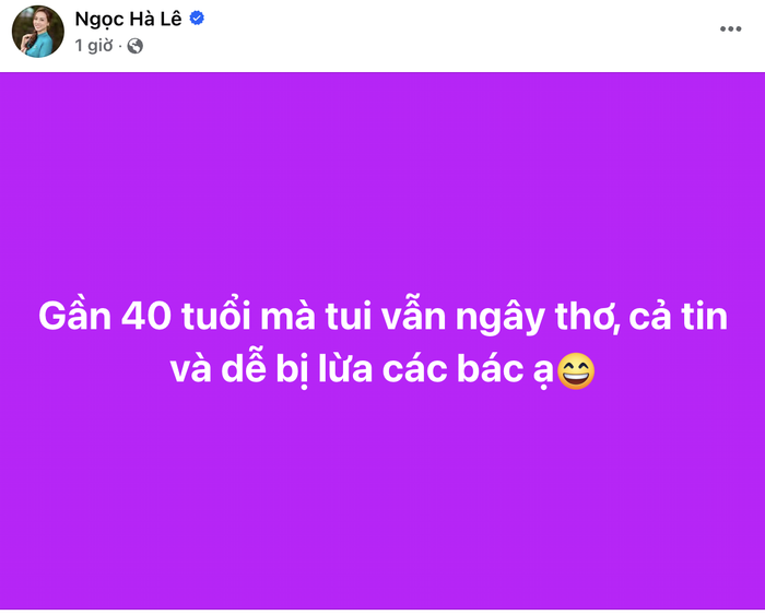 Vợ Công Lý khiến nhiều người hoang mang khi chia sẻ dòng trạng thái ngắn ngủi với nội dụng bị ai đó lừa. 