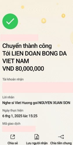 Việt Hương đã gửi 80 triệu đồng để động viên tinh thần cho Nguyễn Xuân Son sau chấn thương  