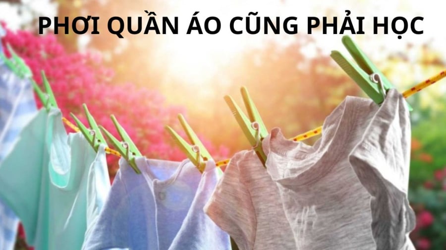 Chú ý phơi quần áo ngày mưa ẩm cần căng rộng nhất có thể