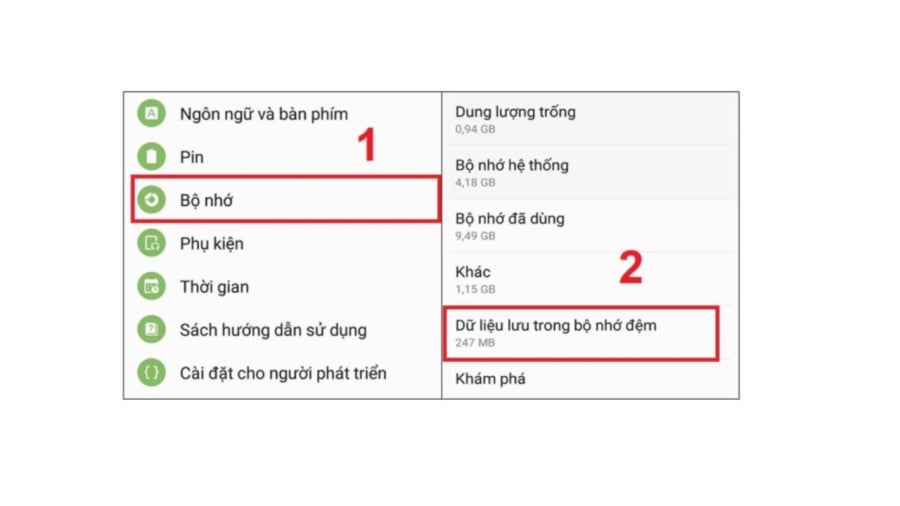 Xóa bộ nhớ đệm giúp giải phóng dung lượng cho máy