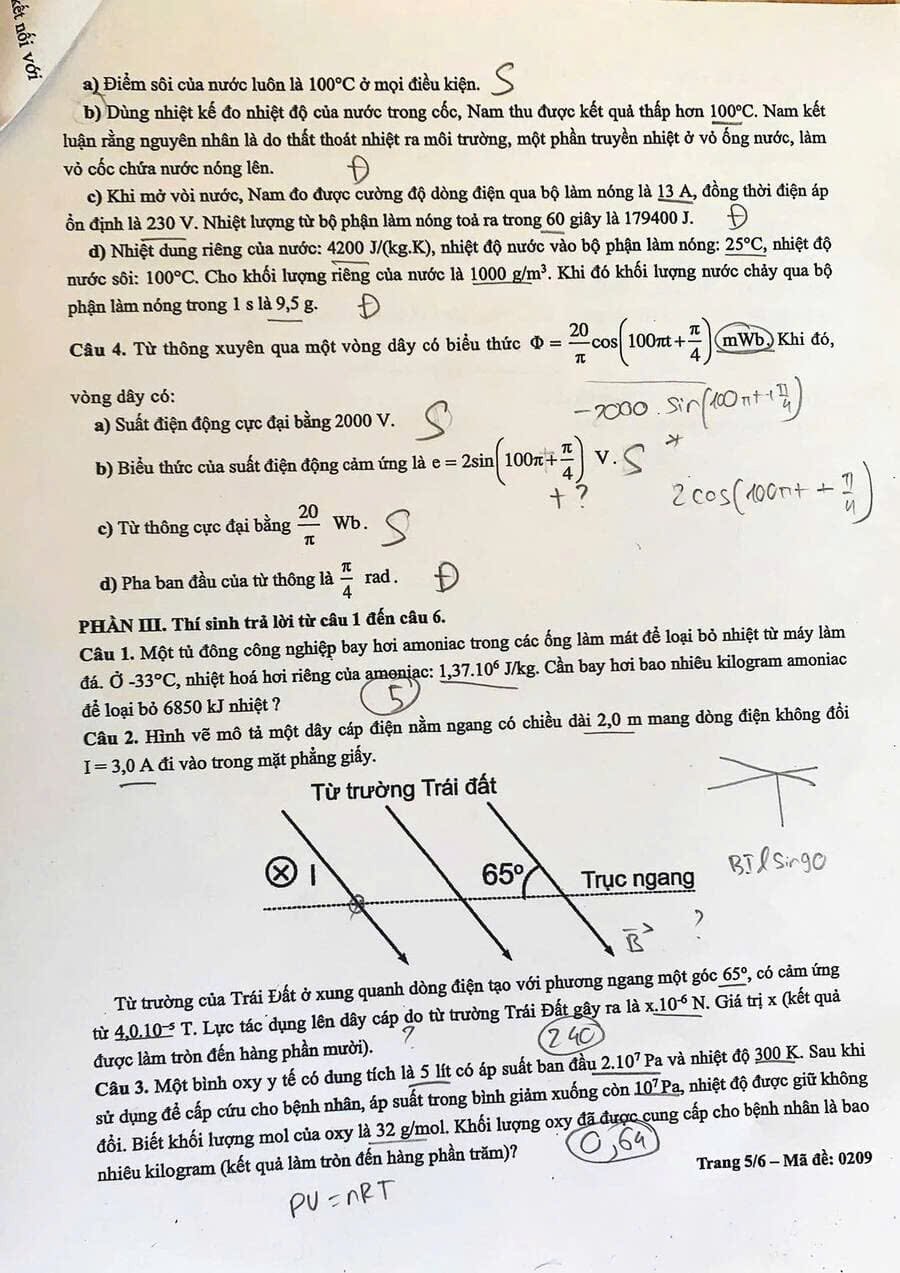 Đề thi khảo sát môn Vật lí lớp 12 Hà Nội 2025 mã đề 0209 trang 5.