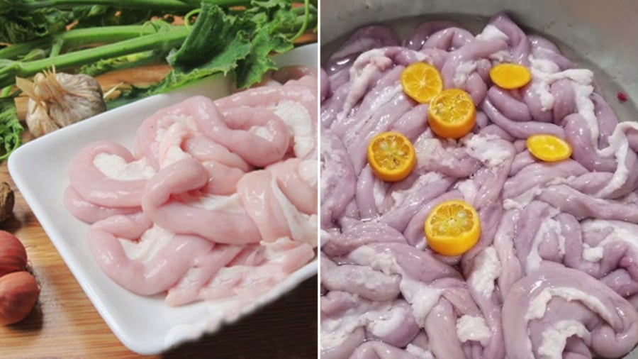 Khi mua lòng lợn, nên chọn những phần lòng có màu trắng hồng tươi tắn.