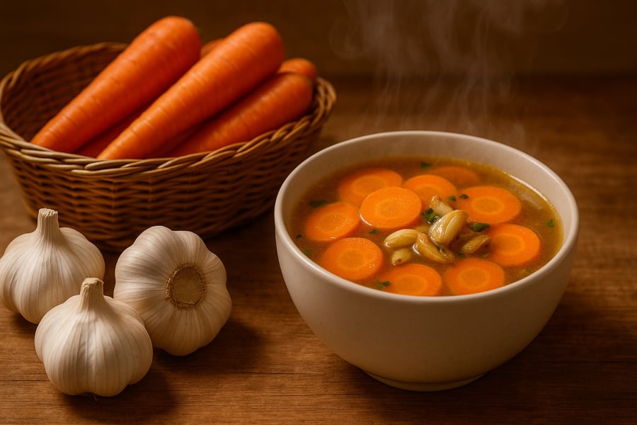 Tỏi và cà rốt là nguyên liệu cho nhiều món ăn