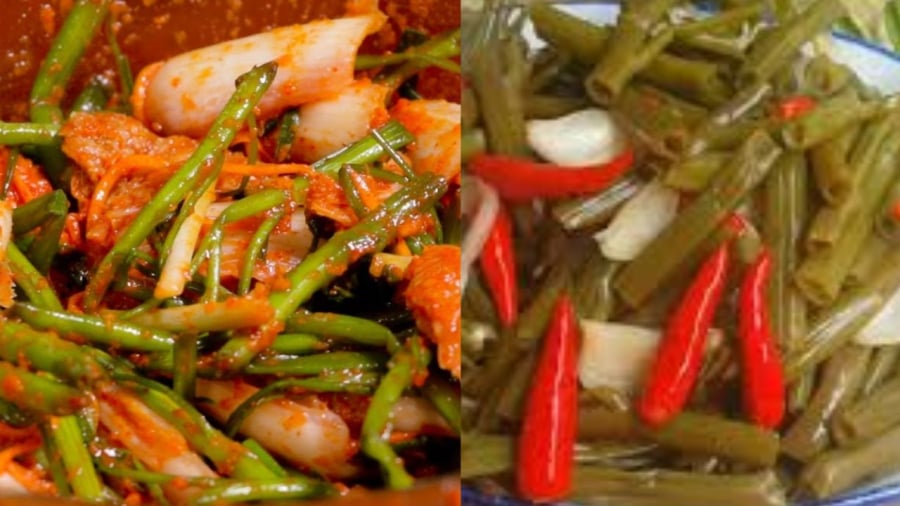 Cọng rau muống có thể chế biến thành món chua ngọt hoặc kim chi rau muống