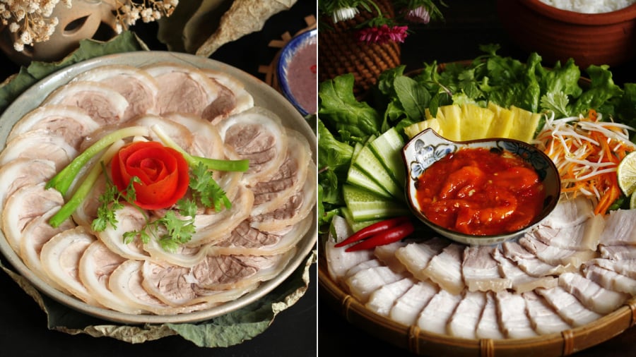 Với món thịt lợn luộc, bạn có thể chọn thịt ba chỉ, thịt nạc vai, chân giò.