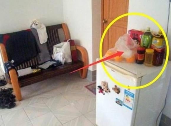 Để tiết kiệm diện tích, không ít gia đình thường tận dụng nóc tủ lạnh làm nơi đặt các thiết bị điện khác như lò vi sóng, lò nướng, nồi chiên không dầu…