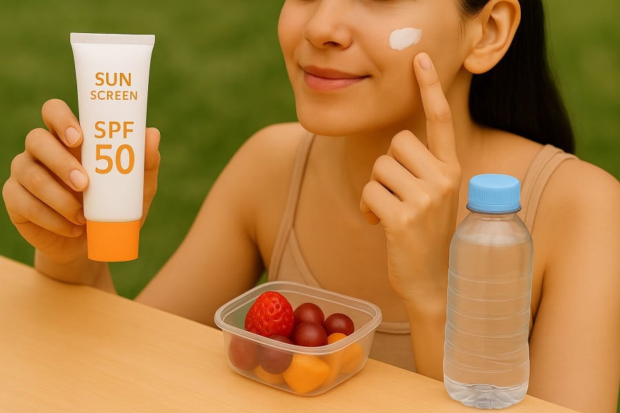 Để hiệu quả bảo vệ da luôn được duy trì, hãy tập thói quen mang theo tuýp kem chống nắng nhỏ hoặc dạng xịt để dễ dàng dặm lại giữa ngày