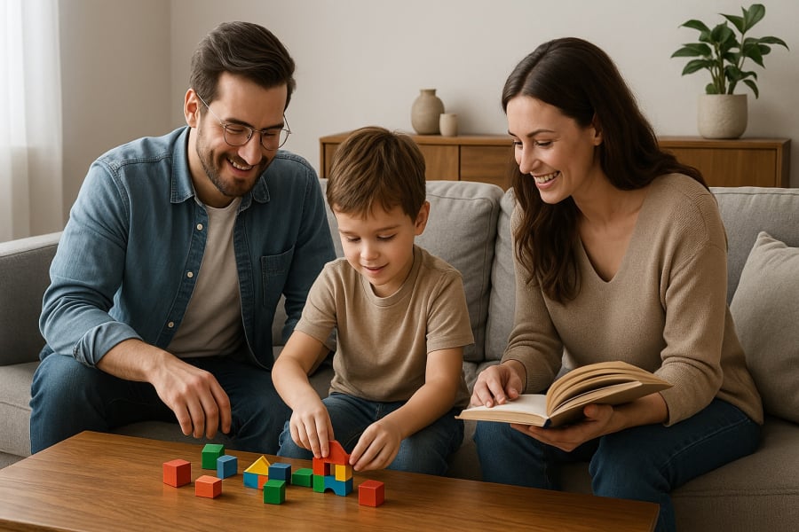 Thay vì dùng điện thoại, hãy dành thời gian thật sự để trò chuyện và chơi cùng con mỗi ngày.