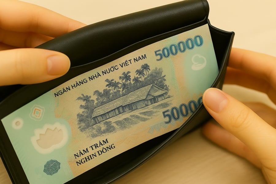 Tờ tiền mệnh giá cao được giữ nguyên vẹn trong ví, được xem như “hạt giống tài lộc”, thể hiện sự tôn trọng dòng tiền và tinh thần sẵn sàng đón nhận giàu có. (Ảnh AI)