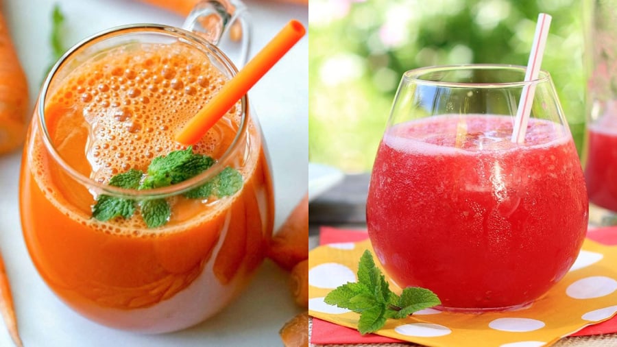 Nước ép cà rốt và nước ép dưa hấu có chứa nhiều chất chống oxy hóa, mang lại hiệu quả chống nắng tự nhiên giúp bảo vệ làn da.