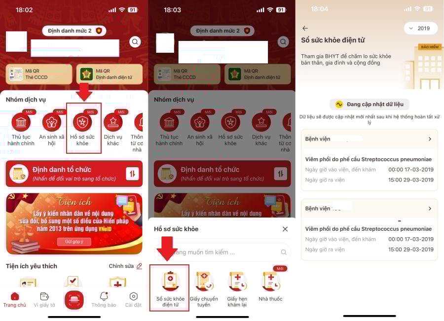 Thông tin khám chữa bệnh được tích hợp trên ứng dụng VNeID.
