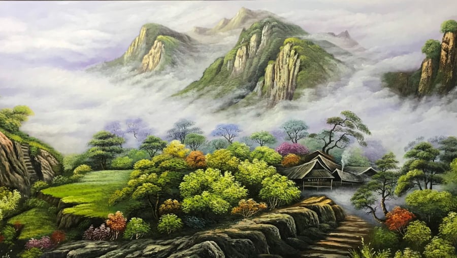 Tranh sơn dầu phong cảnh núi non