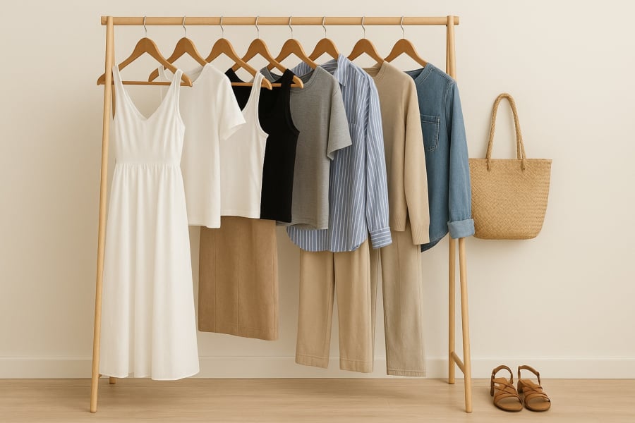 Tủ đồ con nhộng – tối giản nhưng đủ sức “cân” mọi outfit mùa hè.