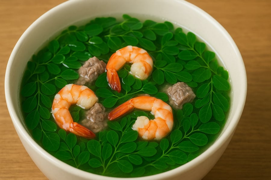 Canh lá chùm ngây, món ăn bổ dưỡng, thanh mát giúp tăng cường sức khỏe cho cả gia đình.