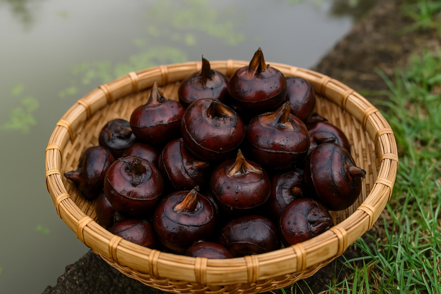 Củ mã thầy sau khi thu hoạch được rửa sạch, chuẩn bị đưa đi gọt vỏ hoặc đóng gói.