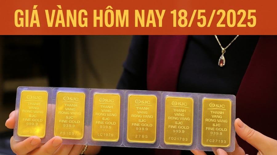 Ngày 18/5/2025, giá vàng trong nước tiếp tục điều chỉnh giảm sau thời gian tăng mạnh.