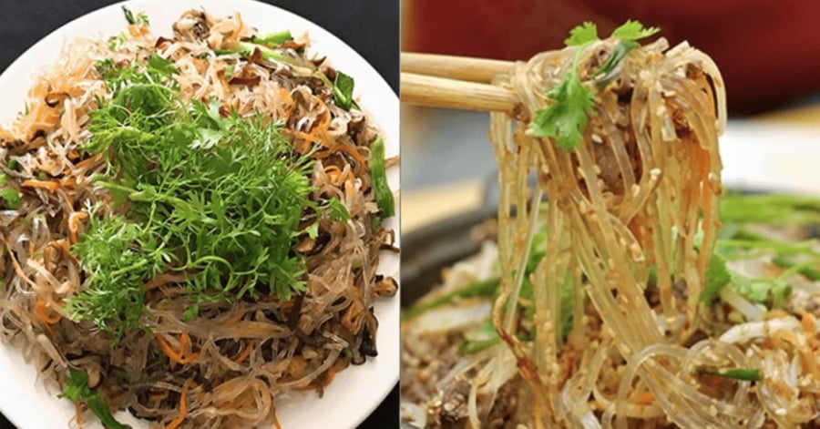 Món miến xào rau củ hoàn thành giòn dai, không vón cục