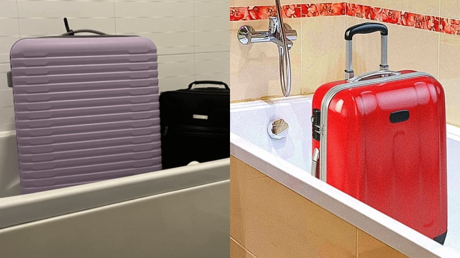 Đặt vali trong phòng tắm của khách sạn sau khi nhận phòng giúp bạn tránh tình trạng rệp giường có thể xâm nhập vào đồ dùng cá nhân.