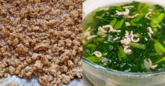 Nấu canh rau diếp thịt băm