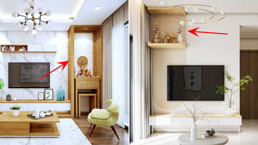 Đối với căn hộ chung cư, gia chủ có thể đặt bàn thờ ở trong phòng khách nhưng cần có sự bố trí hợp lý để không làm ảnh hưởng đến sự thanh tịnh của nơi thờ cúng.