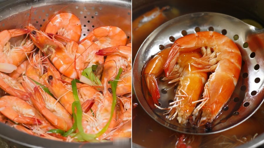 Khi luộc tôm, bạn hãy chờ cho nước nóng già (nhưng chưa sôi) là có thể thả tôm vào nồi.