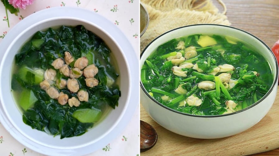 Canh ngao nấu với rau ngót, mồng tơi, canh chua là những món ăn được yêu thích trong mùa hè.