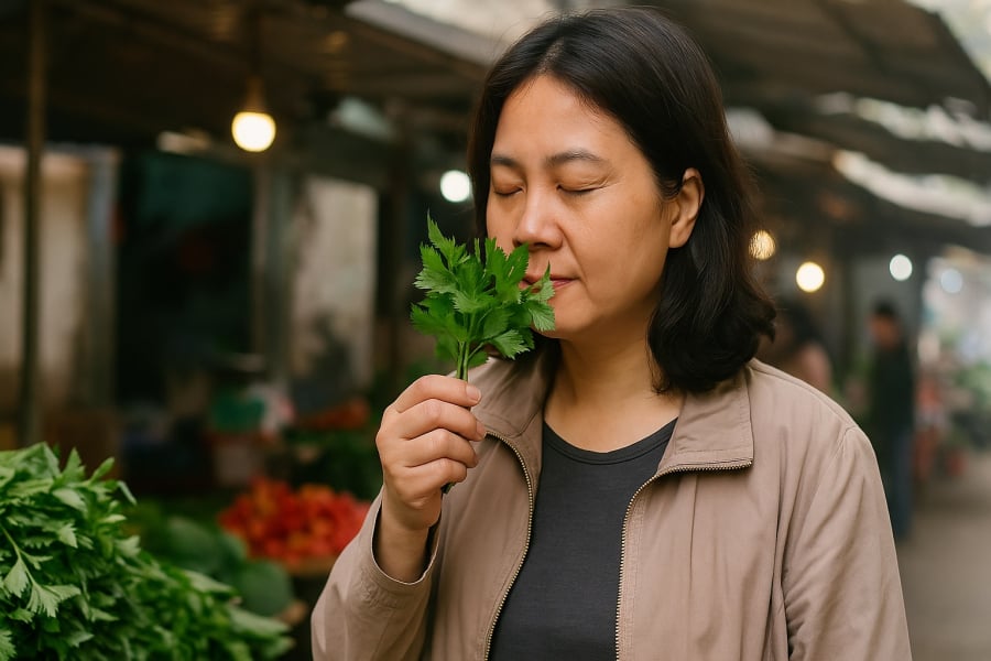 Đừng ngại dùng tay sờ, mũi ngửi – những thao tác đơn giản giúp bạn chọn được rau an toàn.