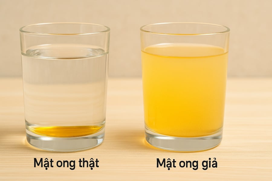 So sánh đơn giản giúp phân biệt mật ong thật và giả chỉ với một cốc nước lọc.
