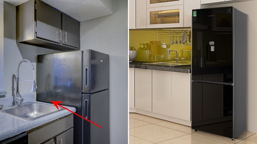 Gia chủ không nên đặt tủ lạnh ngay cạnh các khu vực có nước như bồn rửa bát.