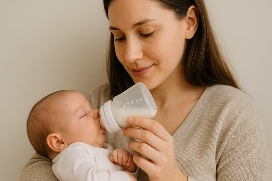 Mẹ luôn là người quan sát và đồng hành an toàn nhất trong từng cữ bú của con.