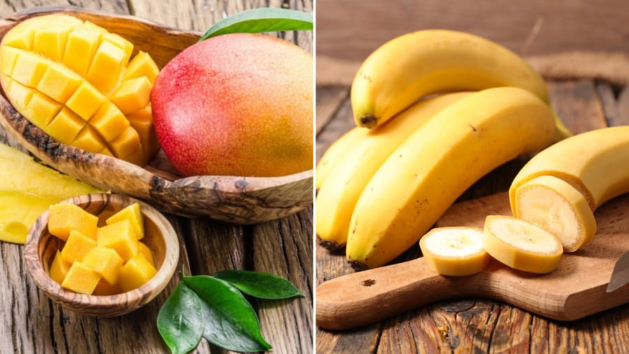 Xoài chín, chuối chín cung cấp nhiều vitamin, khoáng chất nhưng cũng có lượng đường cao, có thể gây tăng cân nếu ăn nhiều.