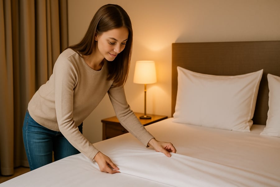 Kiểm tra giường ngủ ngay khi nhận phòng giúp bạn tránh những rủi ro về vệ sinh và sức khỏe.