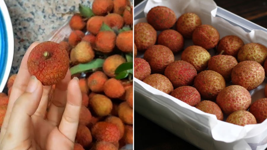 Dùng giấy báo, giấy ăn khô gói vải rồi cho vào túi hoặc hộp đậy nắp kín để giữ cho vải tươi lâu.