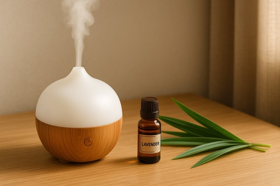 Tinh dầu thiên nhiên giúp không gian phòng ngủ thêm thư giãn, dễ chịu.