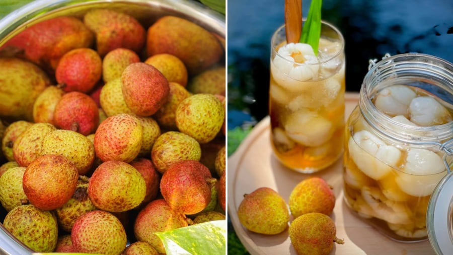 Bạn có thể tranh thủ mùa vải đang rẻ, mua về làm vải ngâm đường. Món này rất thích hợp để pha các loại trà.