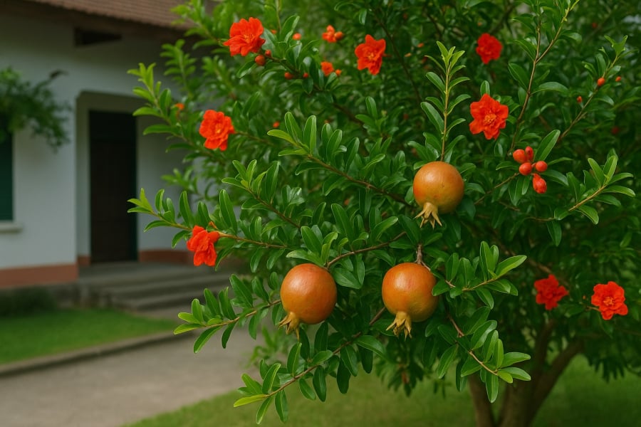 Cây lựu trước nhà – gieo hạt phúc, đón tài lộc, con cháu sum vầy.
