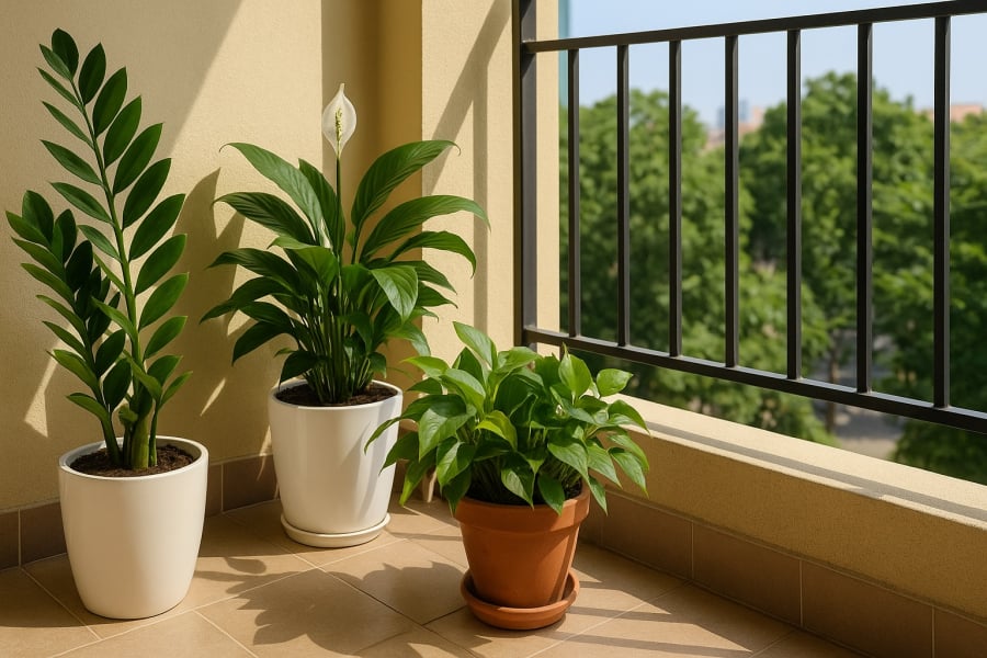 Ban công xanh mát, bố trí cây hợp phong thủy giúp thu hút tài lộc, giữ hòa khí cho gia đình.