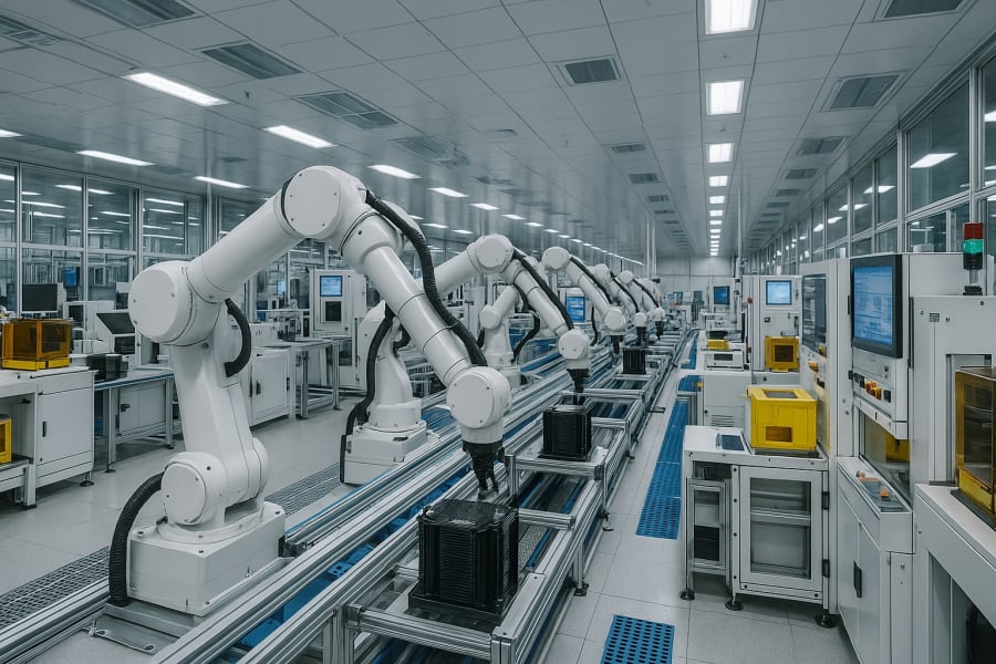 Dây chuyền sản xuất chip bán dẫn tại khu công nghệ cao ở Việt Nam.