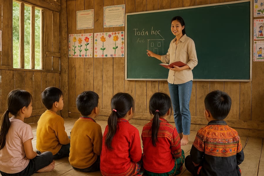 Lớp học vùng cao thiếu giáo viên nghiêm trọng, ngành Sư phạm mở ra cơ hội lớn cho sinh viên trẻ.